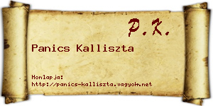 Panics Kalliszta névjegykártya